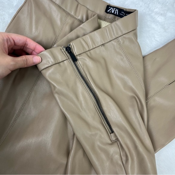 Zara Faux Leather Tan Pants - Picture 5 of 5